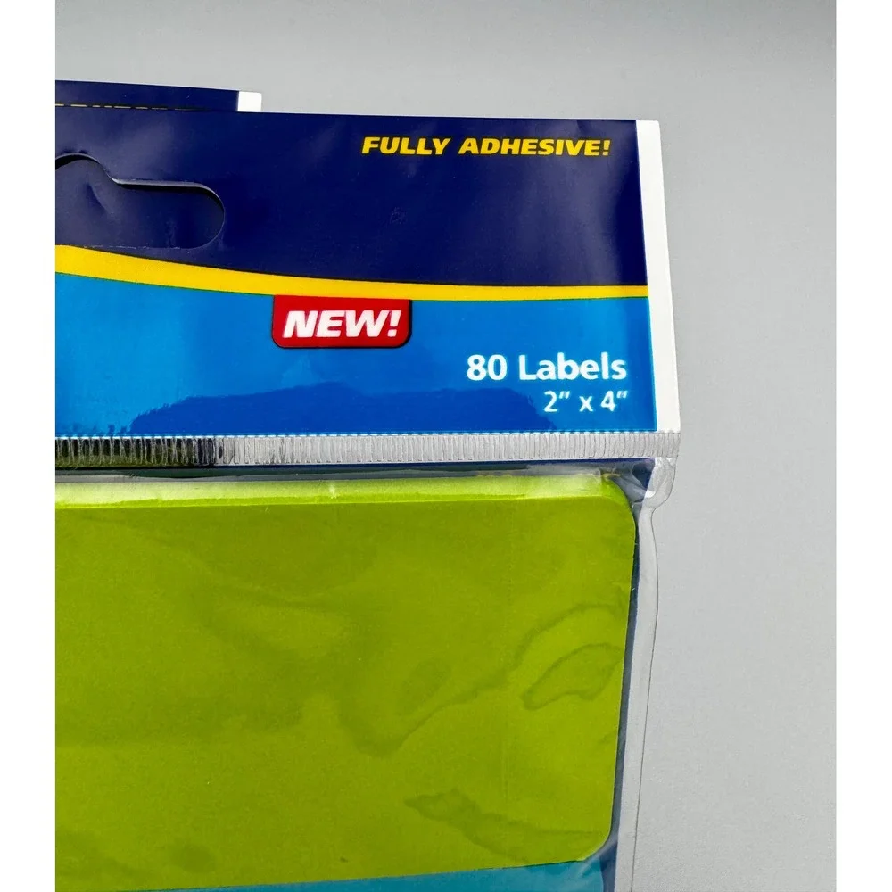 New Avery Removable Label Pads 2x4 Neon Blue Green 80ct Fully Adhesive Lot of 2